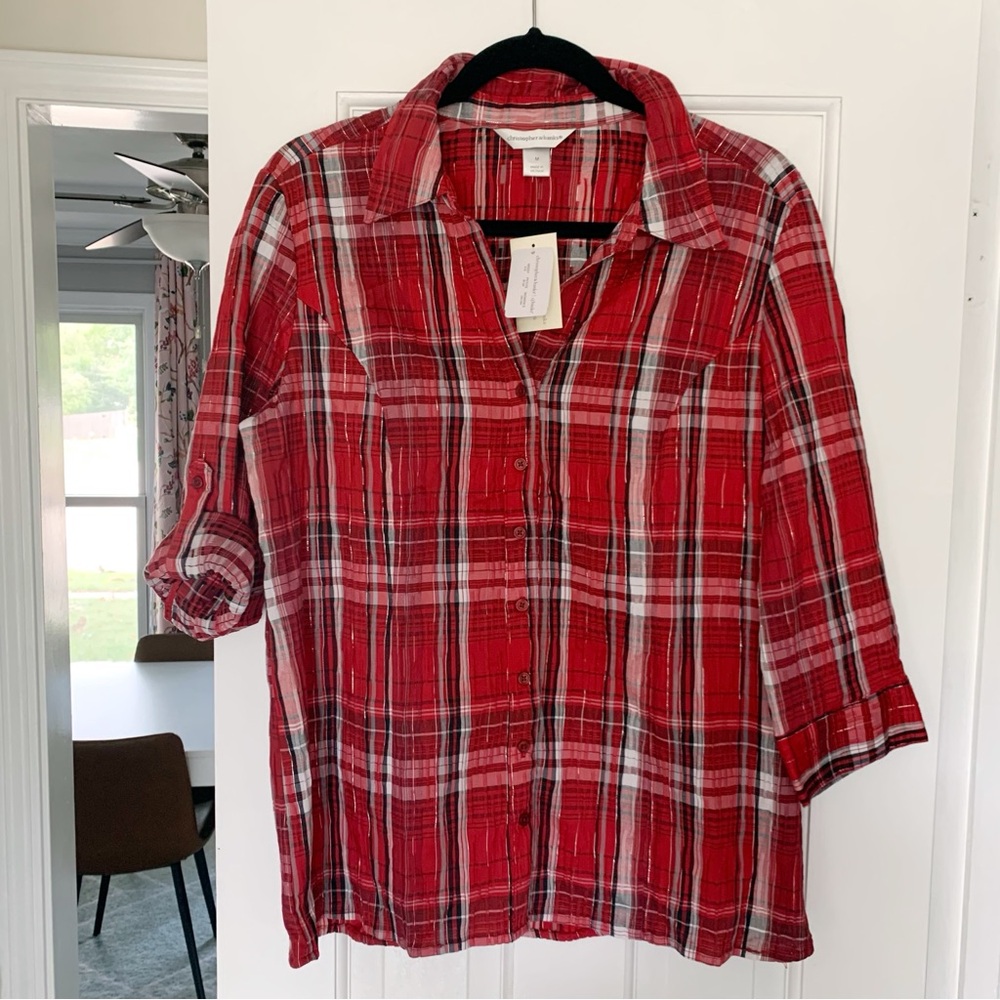 Christopher & Banks Red Plaid Shirt